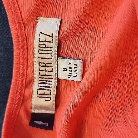 Jennifer Lopez Orange Lace Floral Dress Sleeveless Bohemian Feminine Spring - Picture 7 of 14